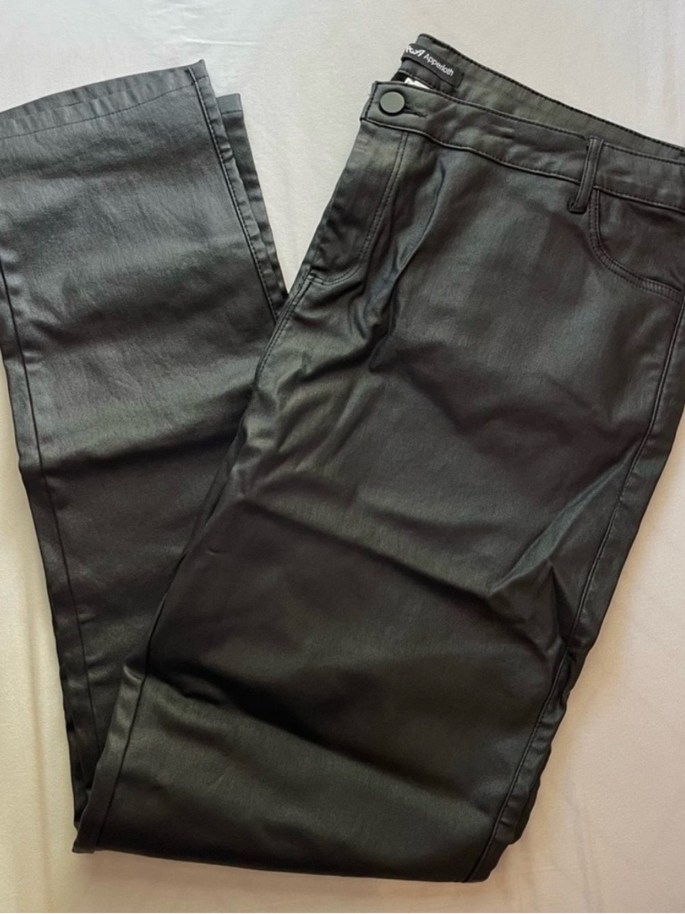 Black Coated Faux Leather Pants